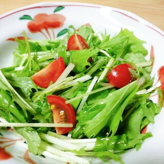 納豆のタレで☆水菜とミニトマトのサラダ